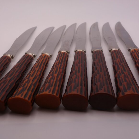 Set of Eight(8) Crown Sheffield Stainless C.S.C. Warranted Cutlery Steak Knives - Picture 10 of 11